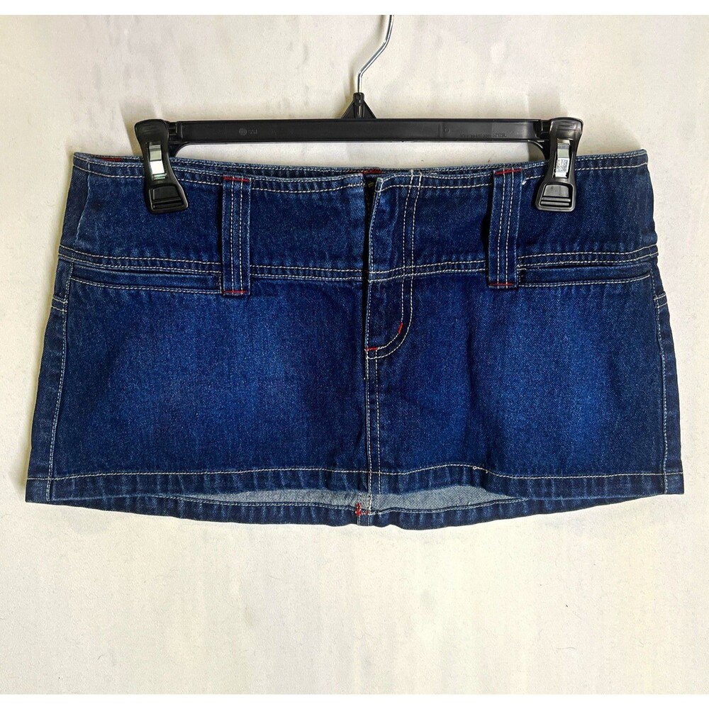 Forever 21 Women's Mini Skirt Blue Denim Low Rise Zip Closure Y2K Size M